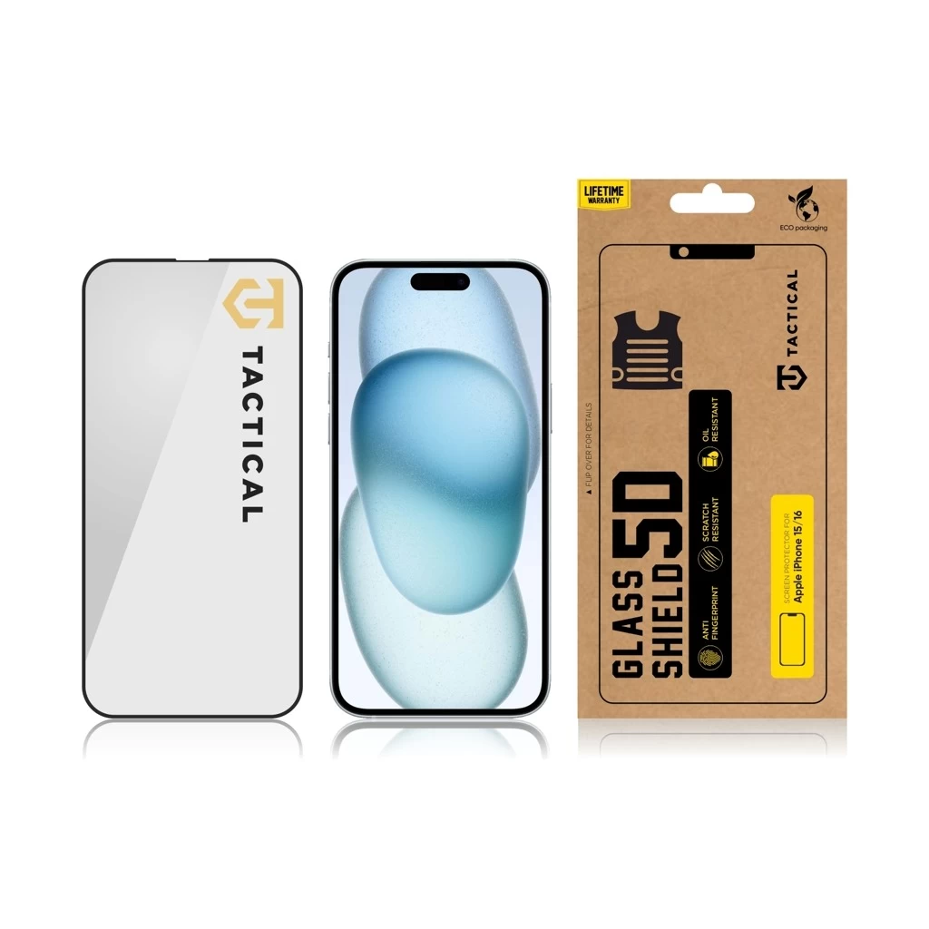 Tactical Glass Shield 5D Apple iPhone 15/16 készülékhez fekete