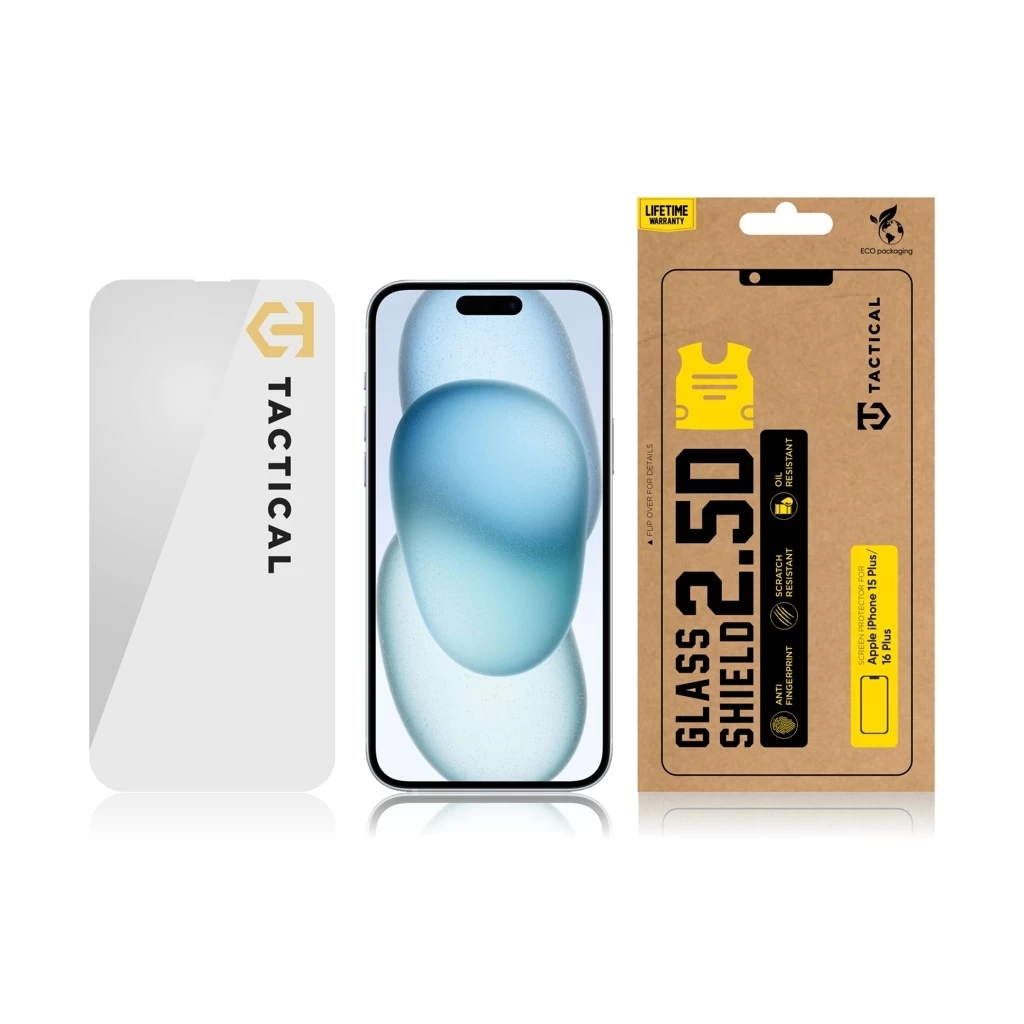 Tactical Glass Shield 2.5D kijelzővédő Apple iPhone 15 Plus/16 Plus készülékhez átlátszó