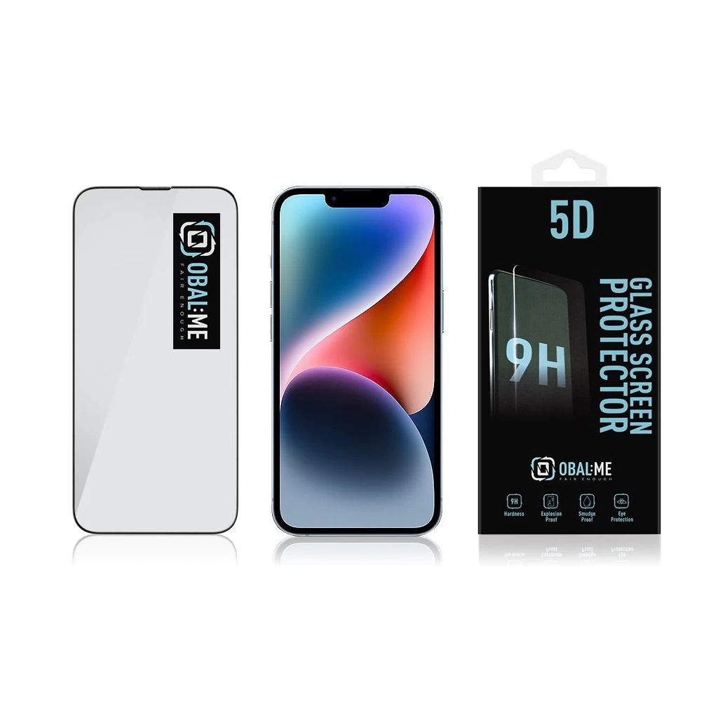 OBAL:ME 5D üvegkijelzővédő Apple iPhone 13/13 Pro/14/16e készülékhez fekete