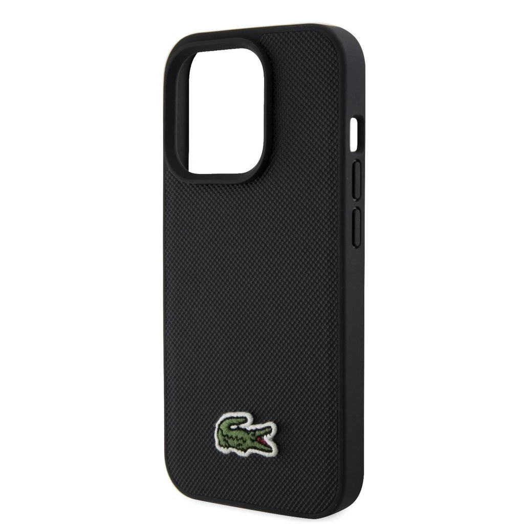 Lacoste Iconic Petit Pique Woven Logo MagSafe tok iPhone 15 Pro készülékhez fekete