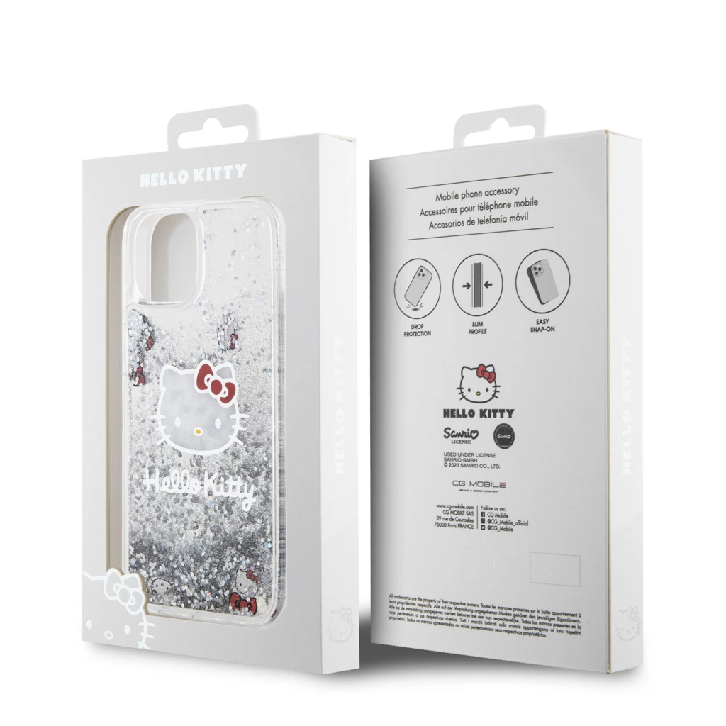 Hello Kitty Liquid Glitter Electroplating Head Logo tok iPhone 13 készülékhez átlátszó