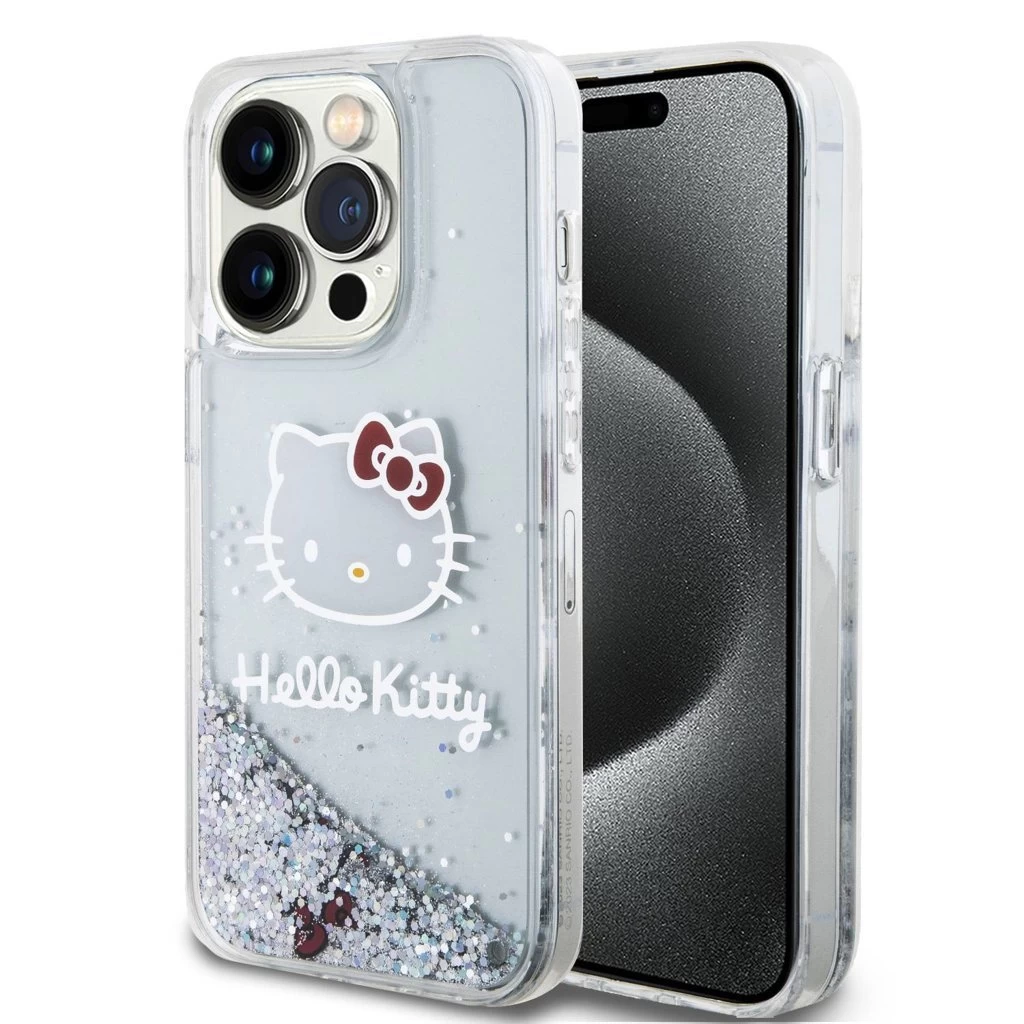 Hello Kitty Liquid Glitter Electroplating Head Logo tok iPhone 13 Pro készülékhez átlátszó