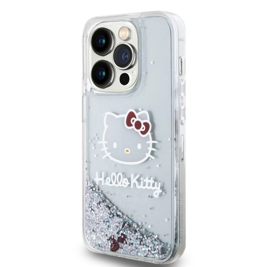 Hello Kitty Liquid Glitter Electroplating Head Logo tok iPhone 13 Pro készülékhez átlátszó
