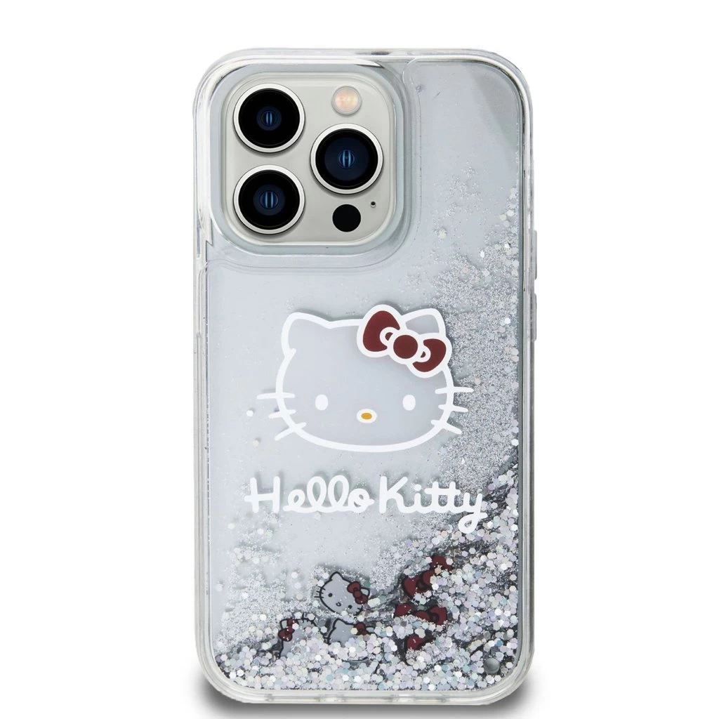 Hello Kitty Liquid Glitter Electroplating Head Logo tok iPhone 13 Pro készülékhez átlátszó