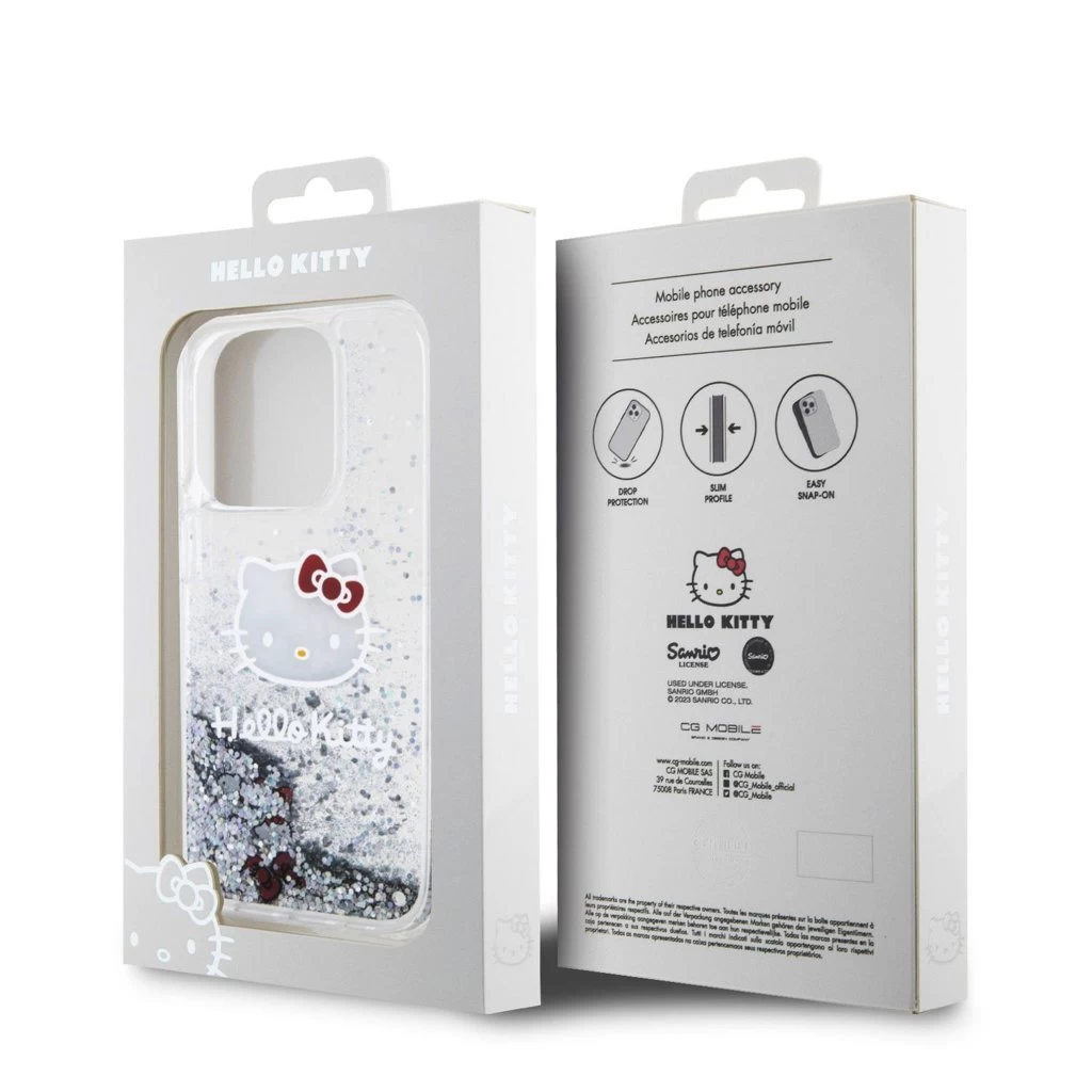 Hello Kitty Liquid Glitter Electroplating Head Logo tok iPhone 13 Pro készülékhez átlátszó