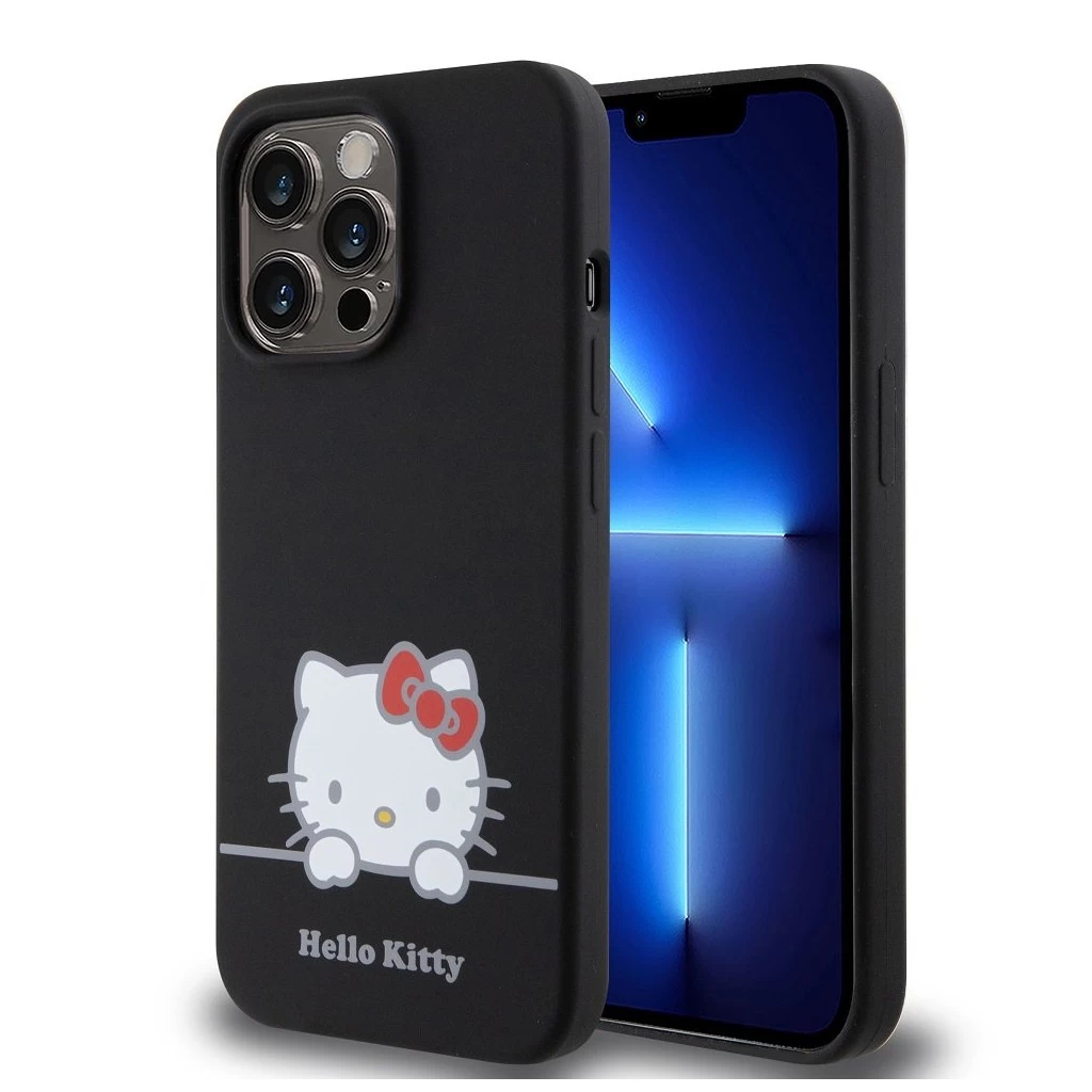 Hello Kitty Liquid Silicone Daydreaming Logo tok iPhone 13 Pro készülékhez fekete