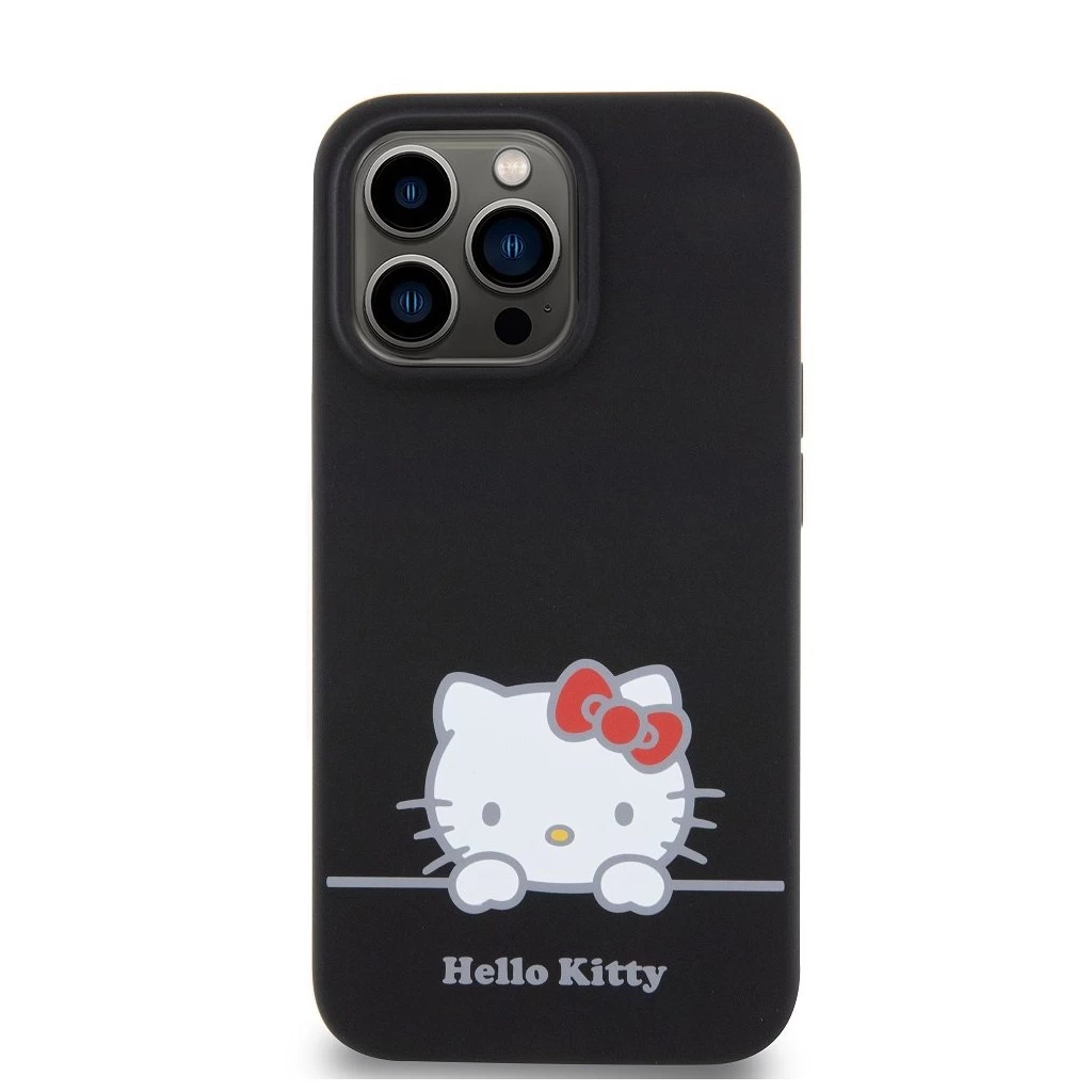 Hello Kitty Liquid Silicone Daydreaming Logo tok iPhone 13 Pro készülékhez fekete