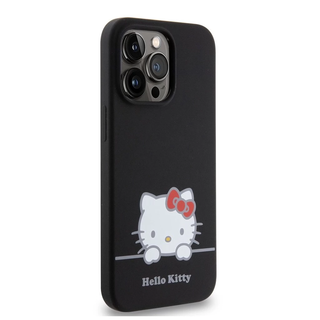 Hello Kitty Liquid Silicone Daydreaming Logo tok iPhone 13 Pro készülékhez fekete