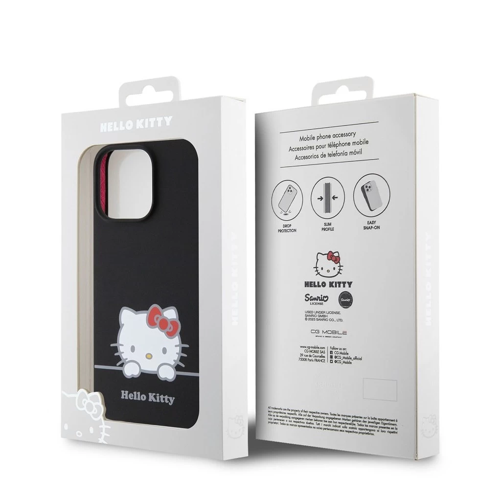 Hello Kitty Liquid Silicone Daydreaming Logo tok iPhone 13 Pro készülékhez fekete