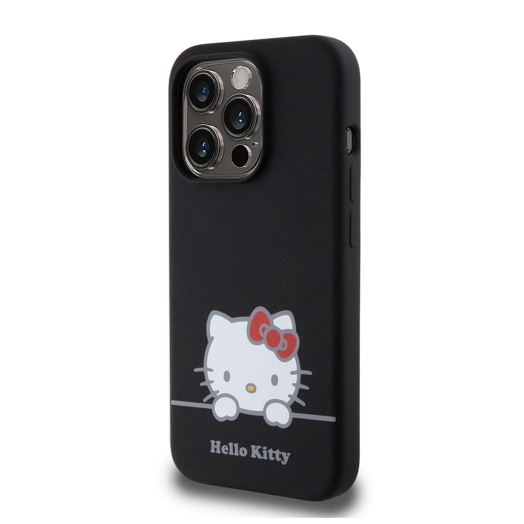 Hello Kitty Liquid Silicone Daydreaming Logo tok iPhone 15 Pro készülékhez fekete