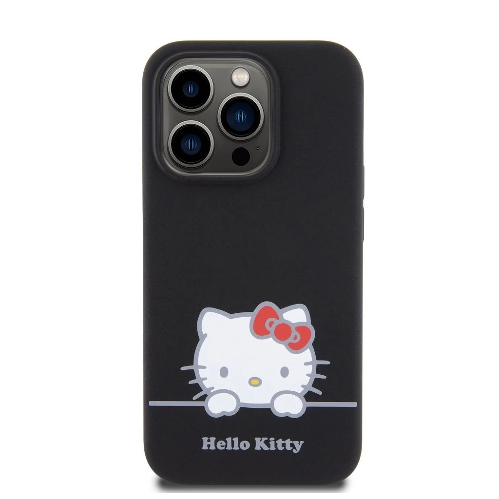 Hello Kitty Liquid Silicone Daydreaming Logo tok iPhone 15 Pro készülékhez fekete