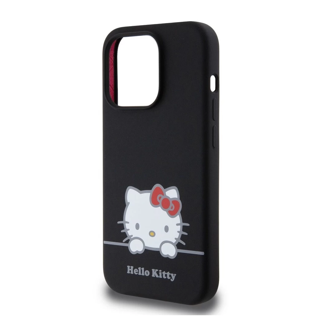 Hello Kitty Liquid Silicone Daydreaming Logo tok iPhone 15 Pro készülékhez fekete