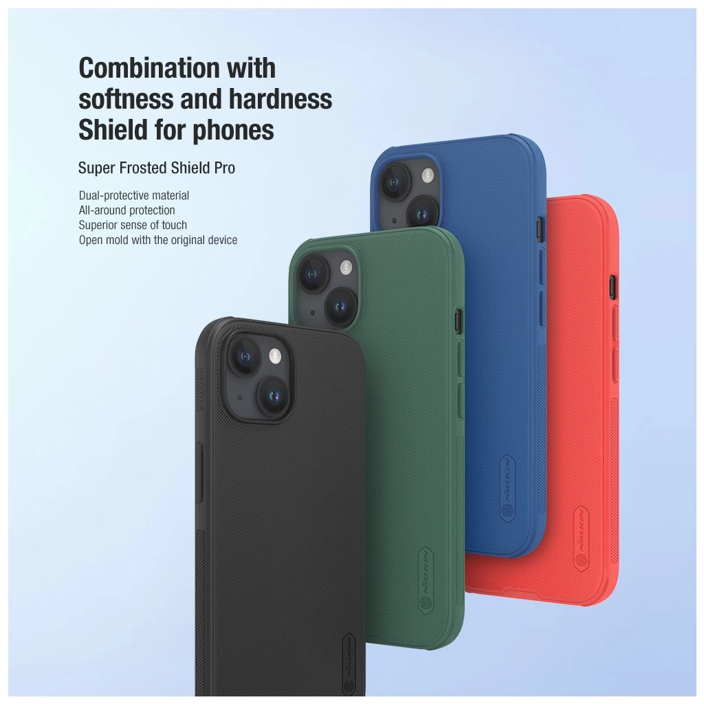 Nillkin Super Frosted PRO Háttali Tok Apple iPhone 15 készülékhez fekete (Logó kivágás nélkül)