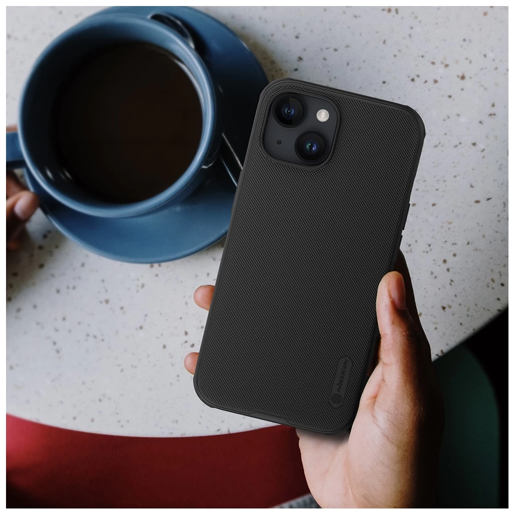 Nillkin Super Frosted PRO Háttali Tok Apple iPhone 15 készülékhez fekete (Logó kivágás nélkül)