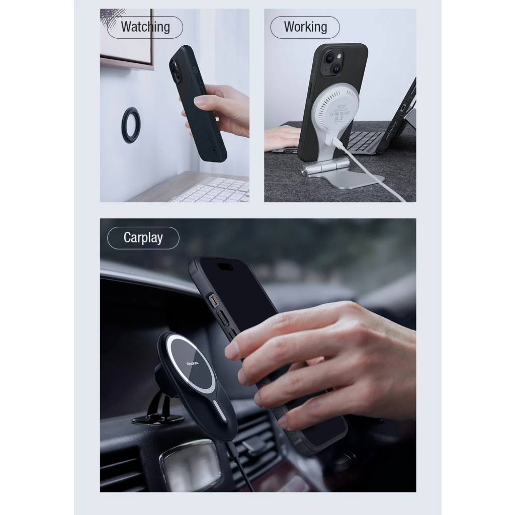 Nillkin Super Frosted PRO Magnetic Back Cover for Apple iPhone 15 készülékhez fekete