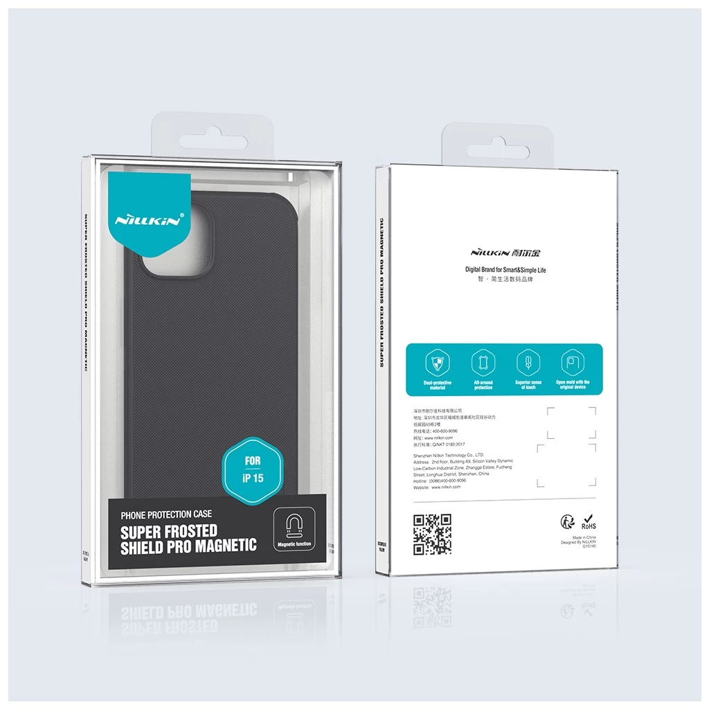 Nillkin Super Frosted PRO Magnetic Back Cover for Apple iPhone 15 készülékhez fekete