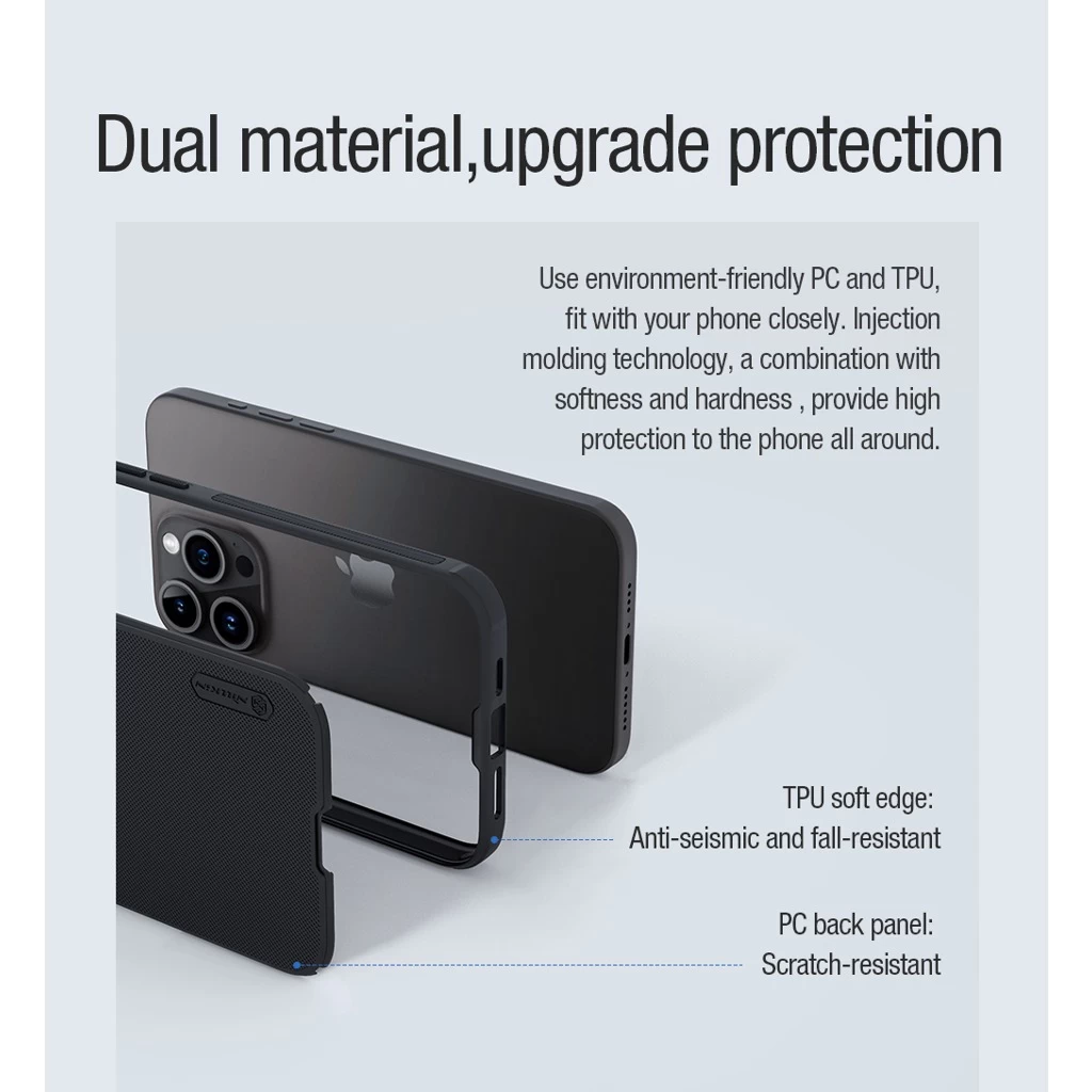 Nillkin Super Frosted PRO mágneses hátoldali tok Apple iPhone 15 Pro Max készülékhez fekete