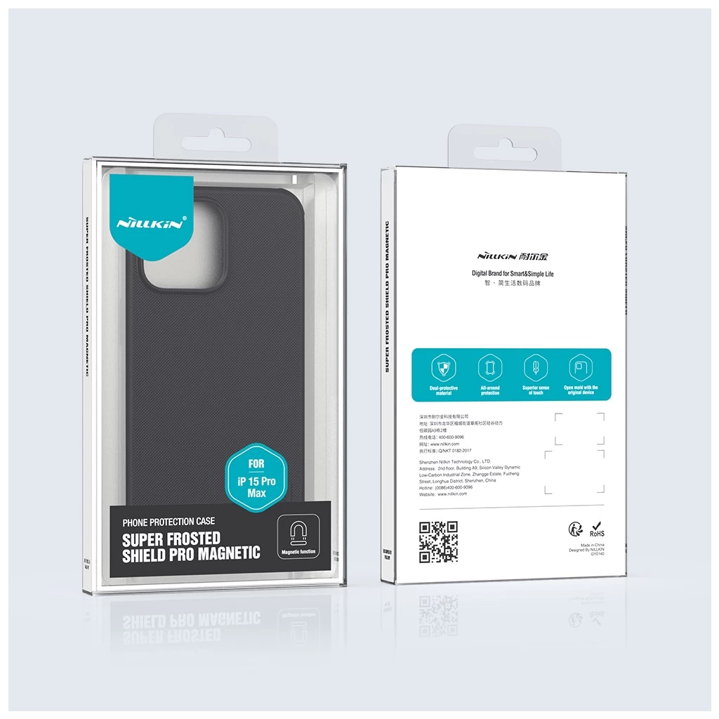 Nillkin Super Frosted PRO mágneses hátoldali tok Apple iPhone 15 Pro Max készülékhez fekete