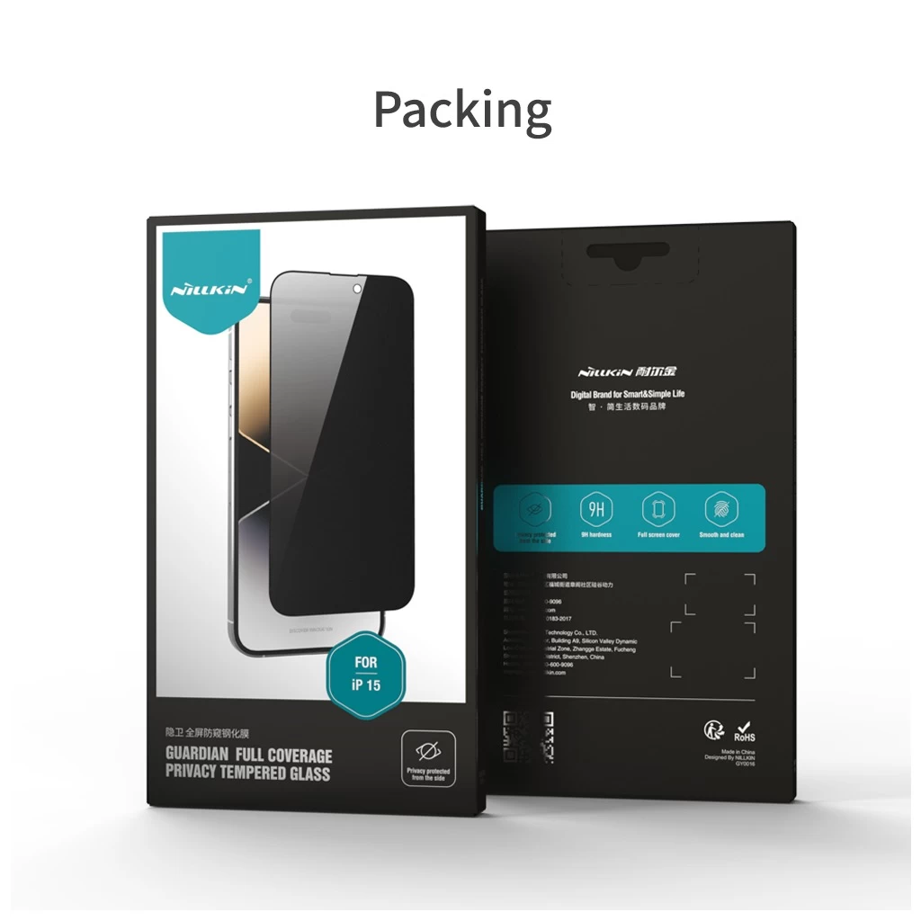 Nillkin edzett üveg kijelzővédő 0.33mm Guardian 2.5D for Apple iPhone 15 készülékhez fekete