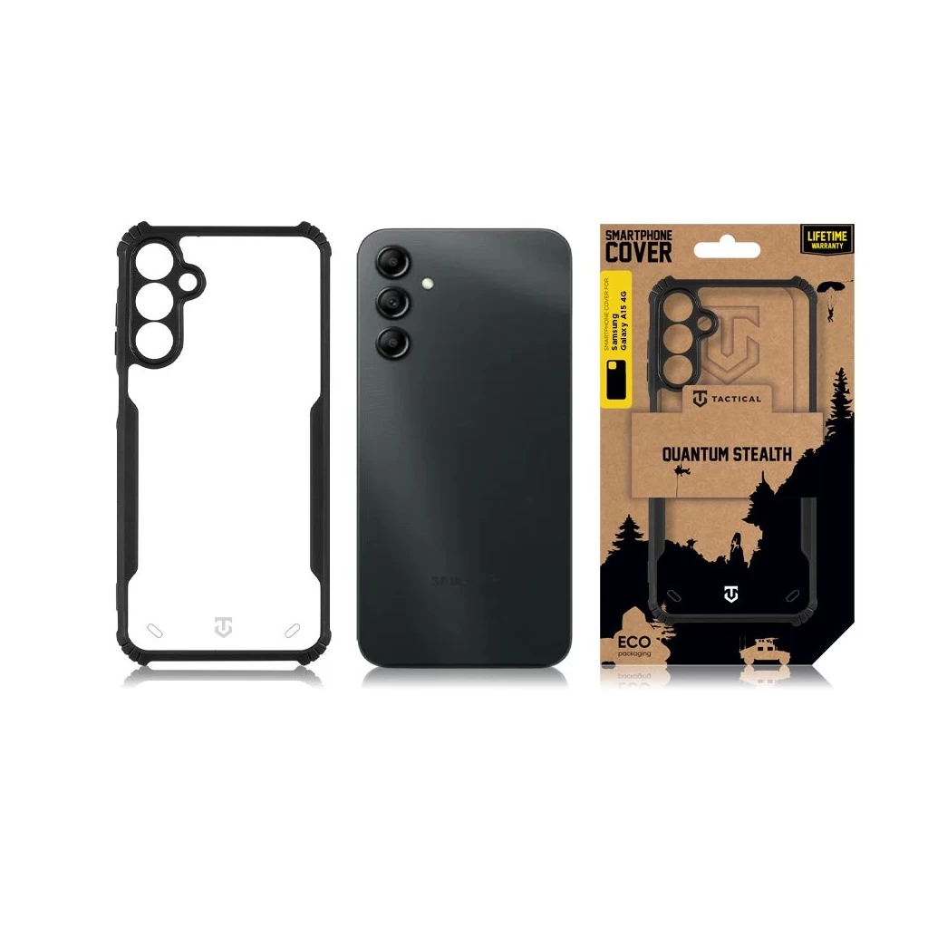 Tactical Quantum Stealth tok Samsung Galaxy A15 4G/A15 5G készülékhez, átlátszó/fekete