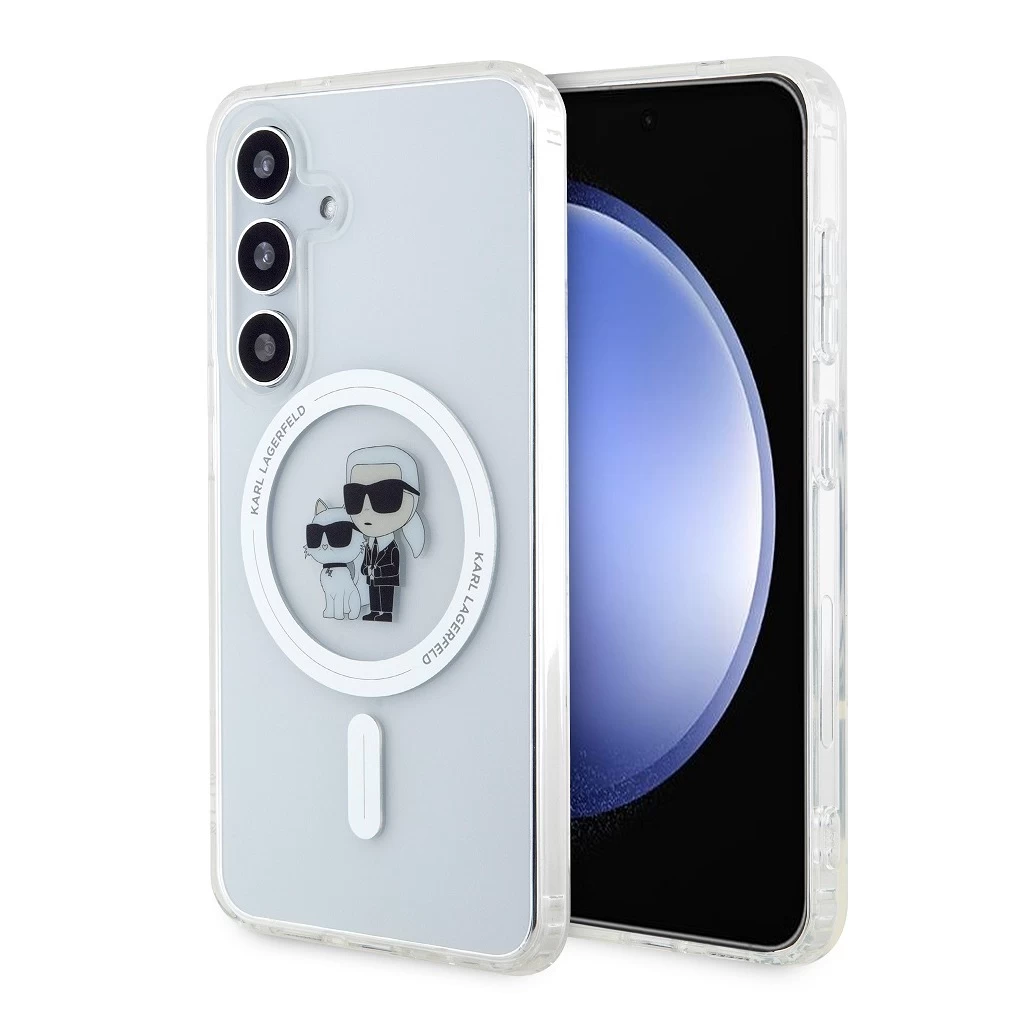 Karl Lagerfeld IML Glitter Karl and Choupette MagSafe tok Samsung Galaxy S24 készülékhez átlátszó