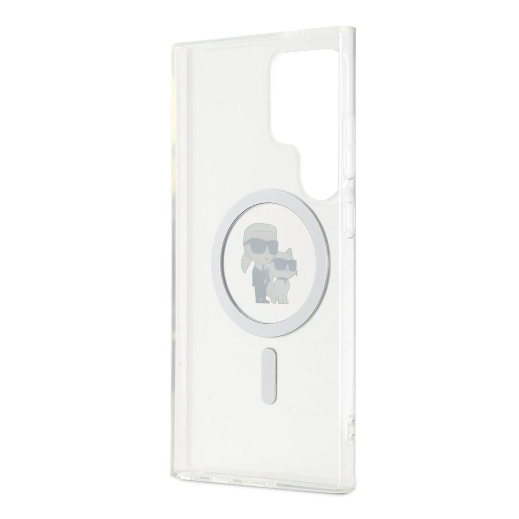 Karl Lagerfeld IML Glitter Karl and Choupette MagSafe tok Samsung Galaxy S24 Ultra készülékhez átlátszó