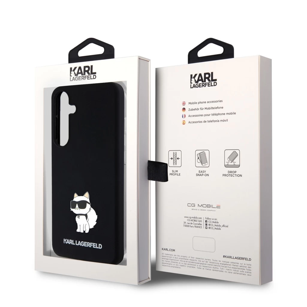 Karl Lagerfeld Liquid Silicone Choupette NFT tok for Samsung Galaxy S24+ készülékhez fekete