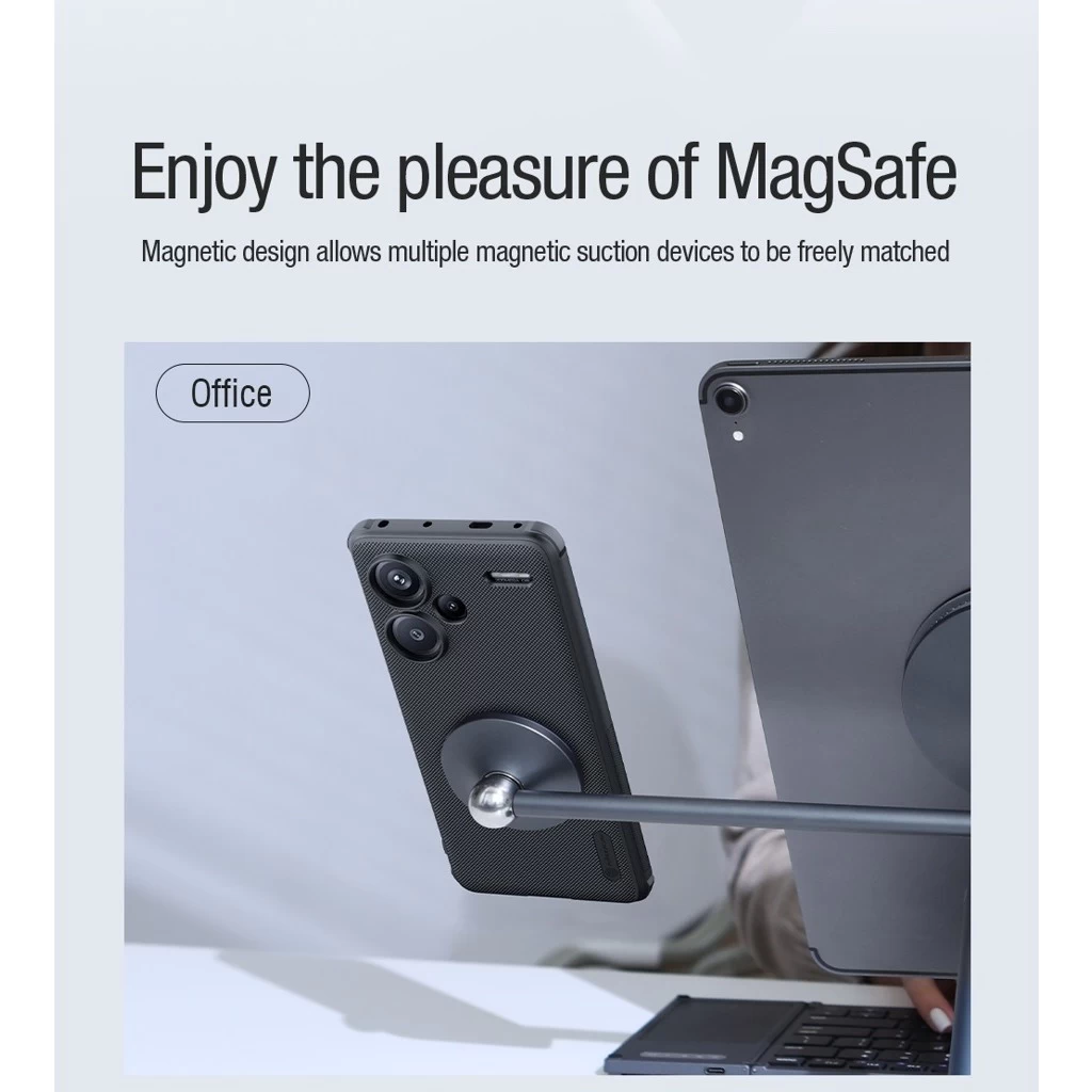 Nillkin Super Frosted PRO mágneses hátoldali tok Xiaomi Redmi Note 13 Pro+ 5G készülékhez fekete