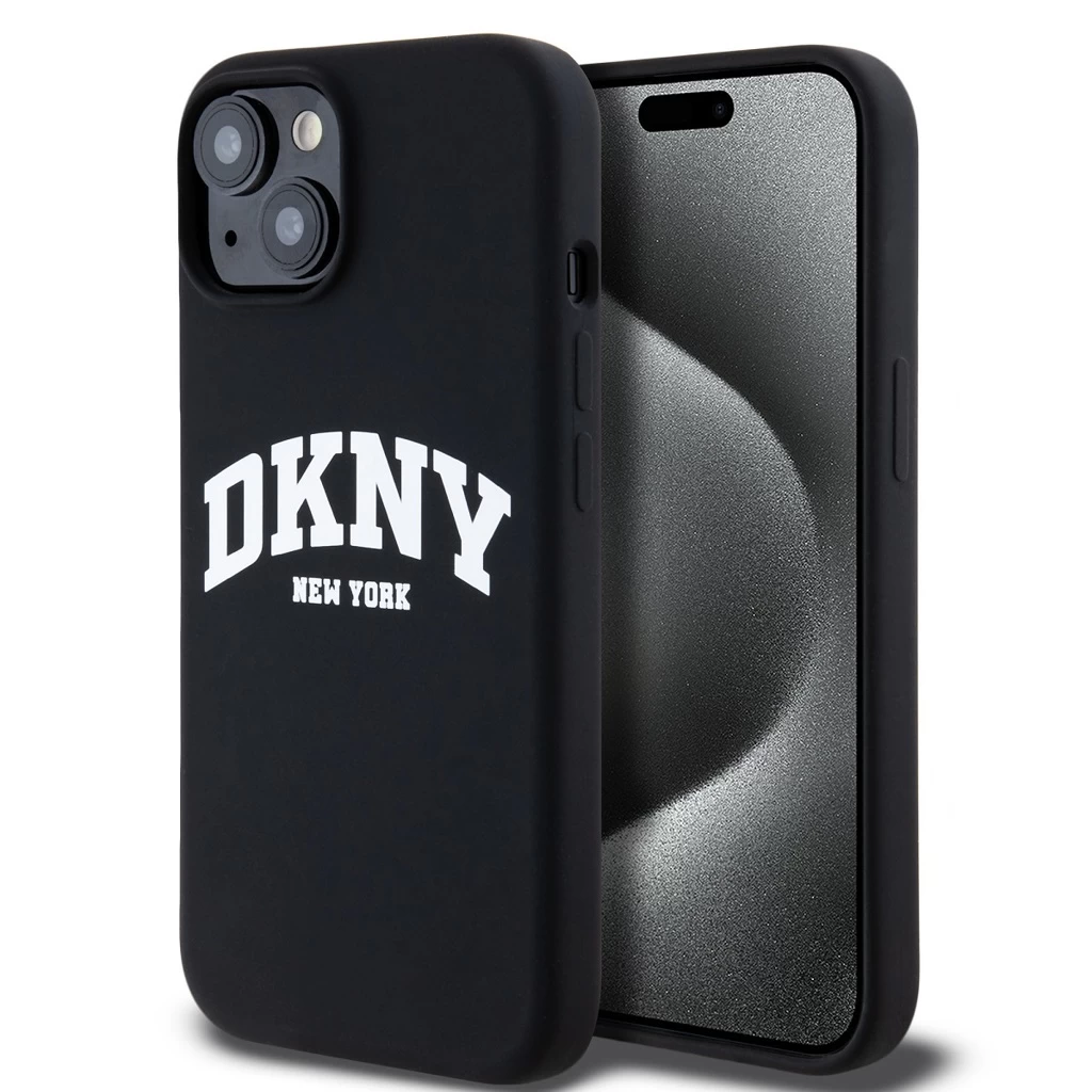 DKNY Liquid Silicone Arch Logo MagSafe tok iPhone 11 készülékhez fekete