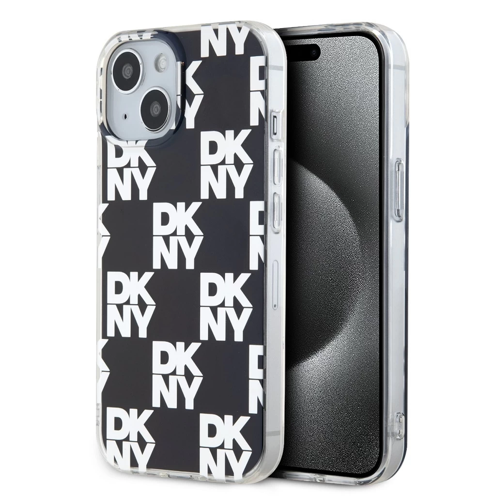 DKNY PC/TPU Checkered Pattern tok iPhone 14 készülékhez fekete