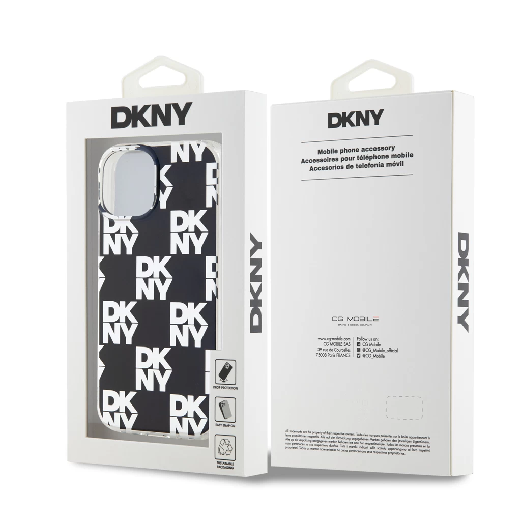 DKNY PC/TPU Checkered Pattern tok iPhone 14 készülékhez fekete