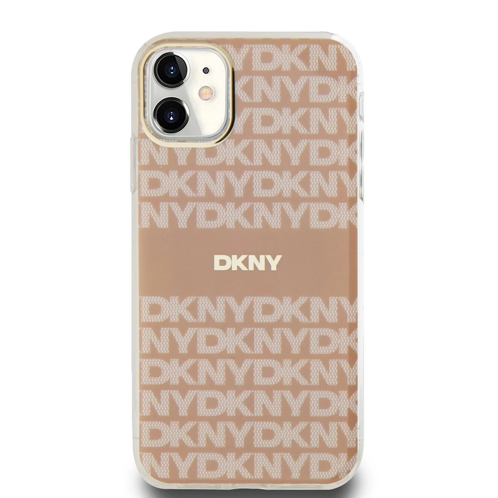 DKNY PC/TPU Repeat Pattern Tonal Stripe Magsafe tok iPhone 11 készülékhez rózsaszín