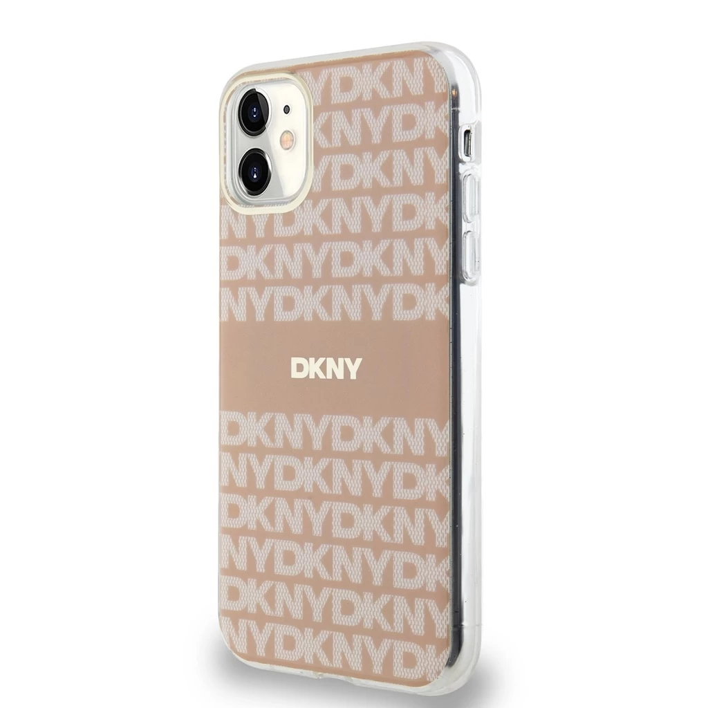 DKNY PC/TPU Repeat Pattern Tonal Stripe Magsafe tok iPhone 11 készülékhez rózsaszín
