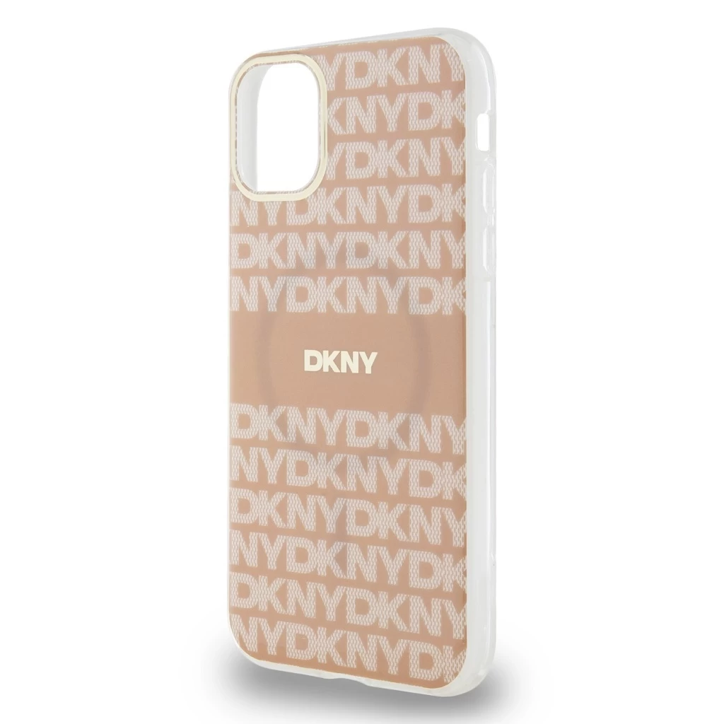 DKNY PC/TPU Repeat Pattern Tonal Stripe Magsafe tok iPhone 11 készülékhez rózsaszín