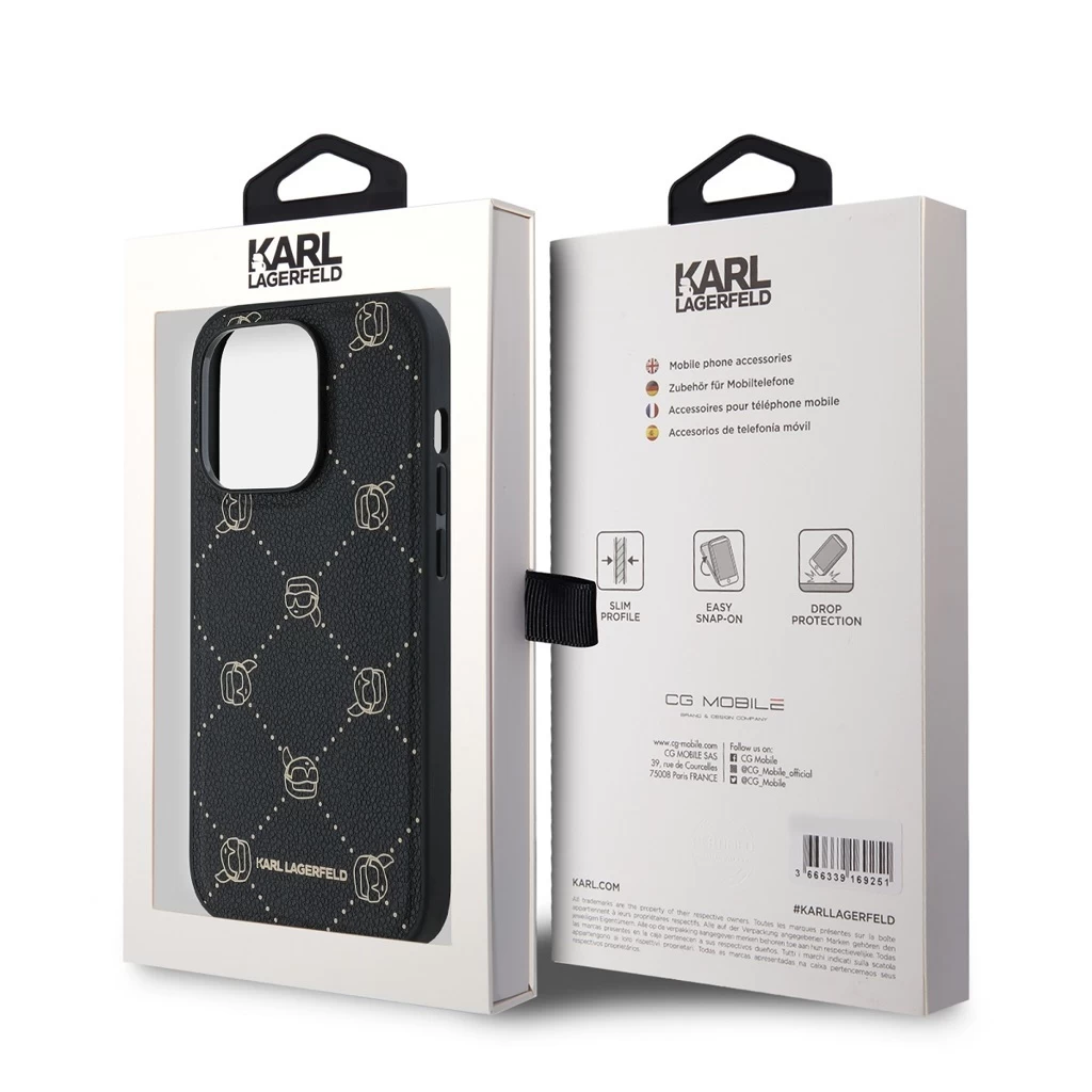 Karl Lagerfeld PU Karl Heads Pattern MagSafe tok iPhone 14 Pro Max készülékhez fekete