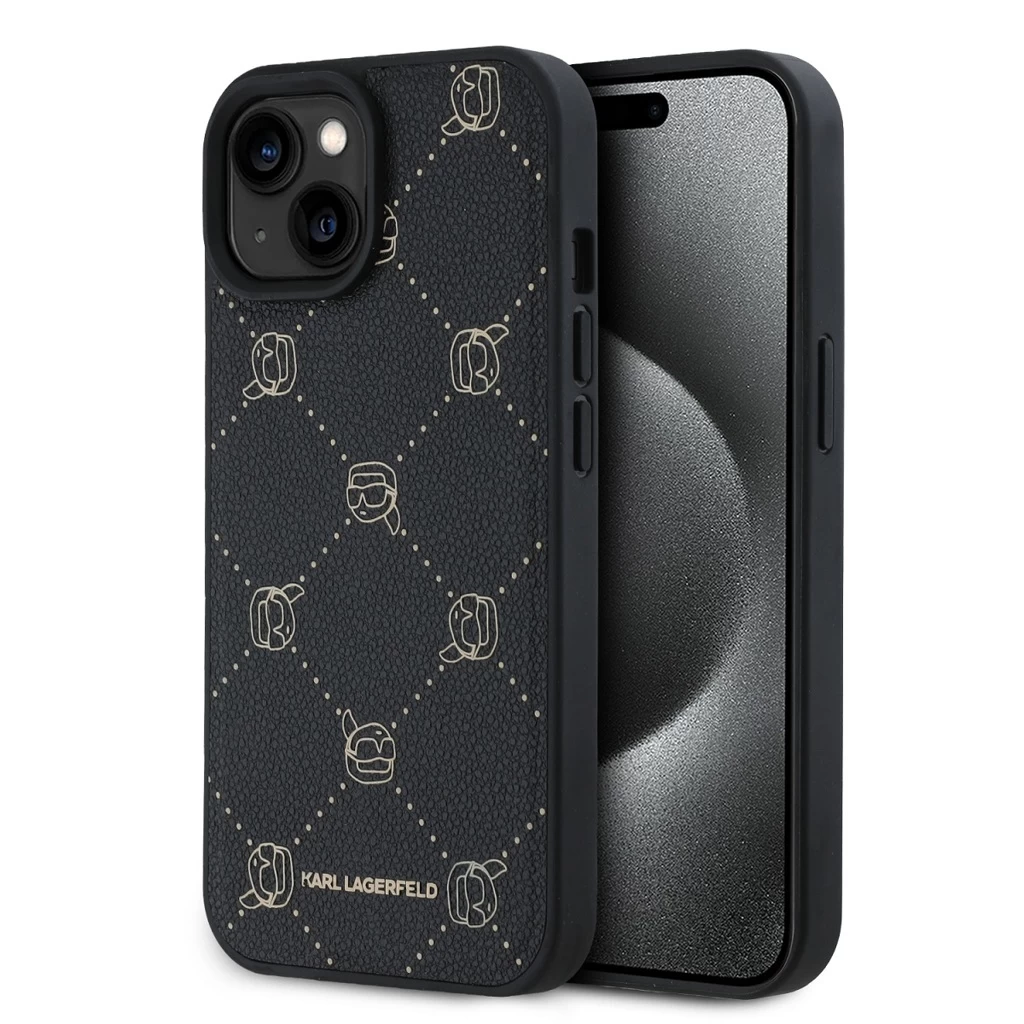 Karl Lagerfeld PU Karl Heads Pattern MagSafe tok iPhone 15 készülékhez fekete