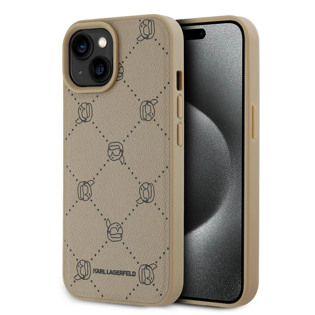 Karl Lagerfeld PU Karl Heads Pattern MagSafe tok iPhone 15 készülékhez bézs