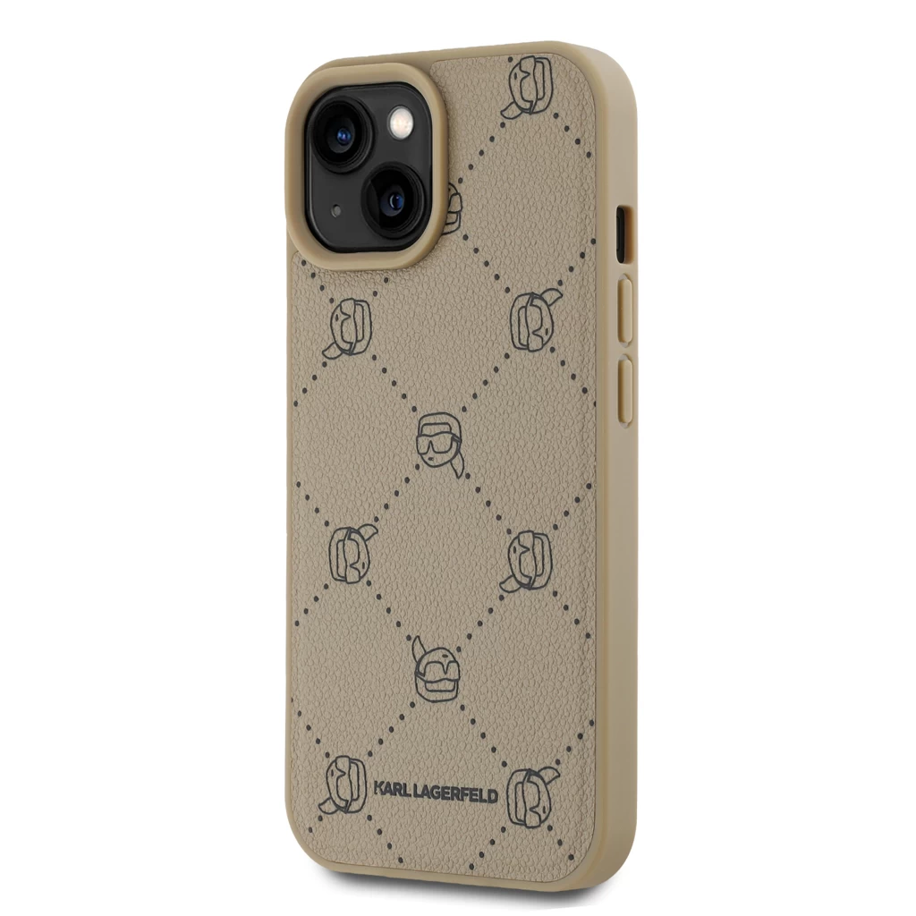 Karl Lagerfeld PU Karl Heads Pattern MagSafe tok iPhone 15 készülékhez bézs