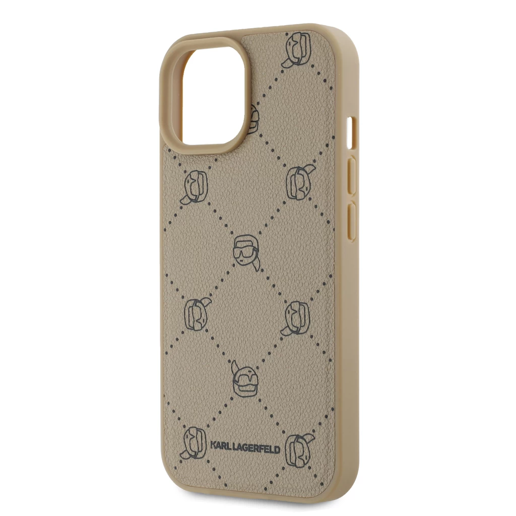 Karl Lagerfeld PU Karl Heads Pattern MagSafe tok iPhone 15 készülékhez bézs