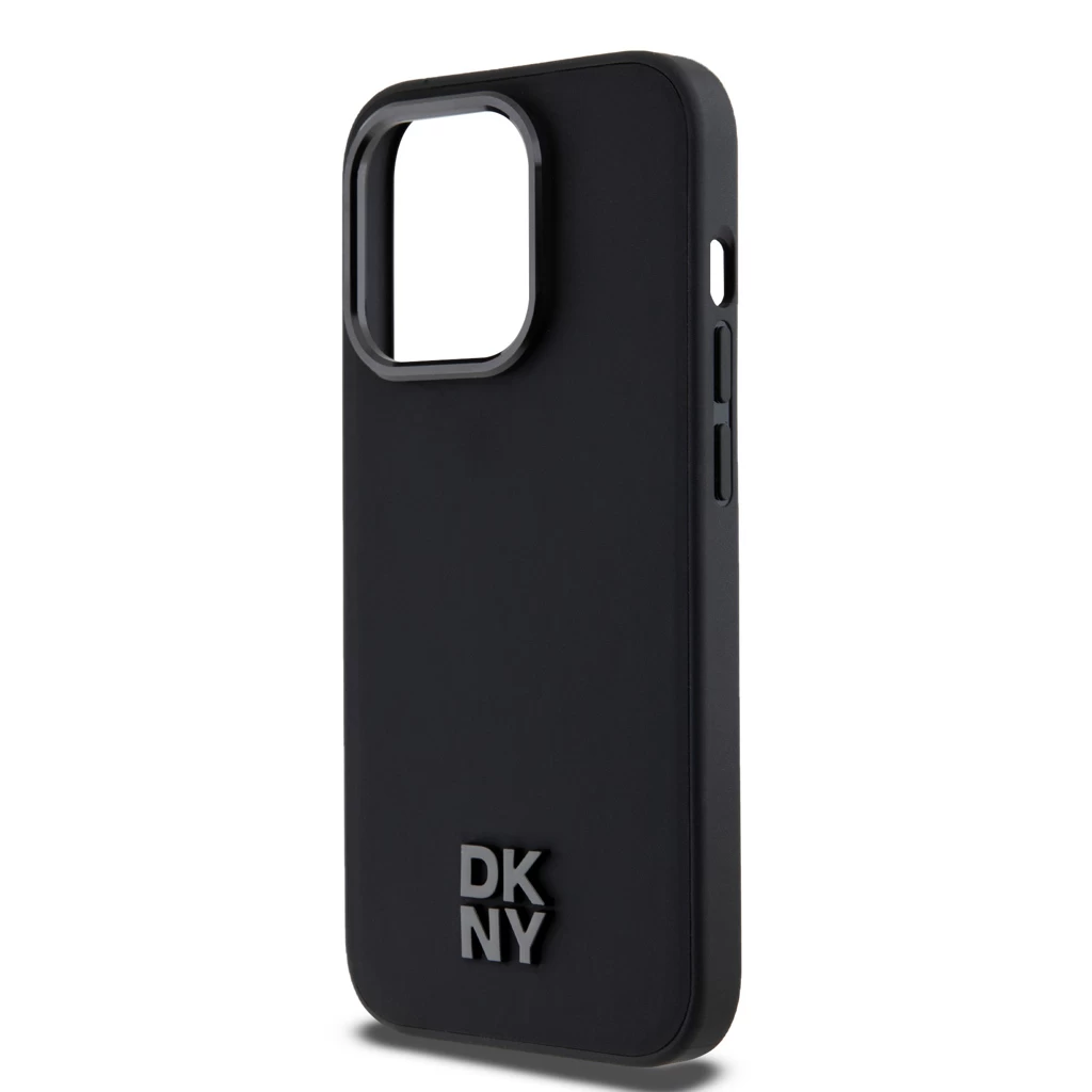DKNY PU Bőr Stack Logo Magsafe tok iPhone 14 Pro készülékhez fekete