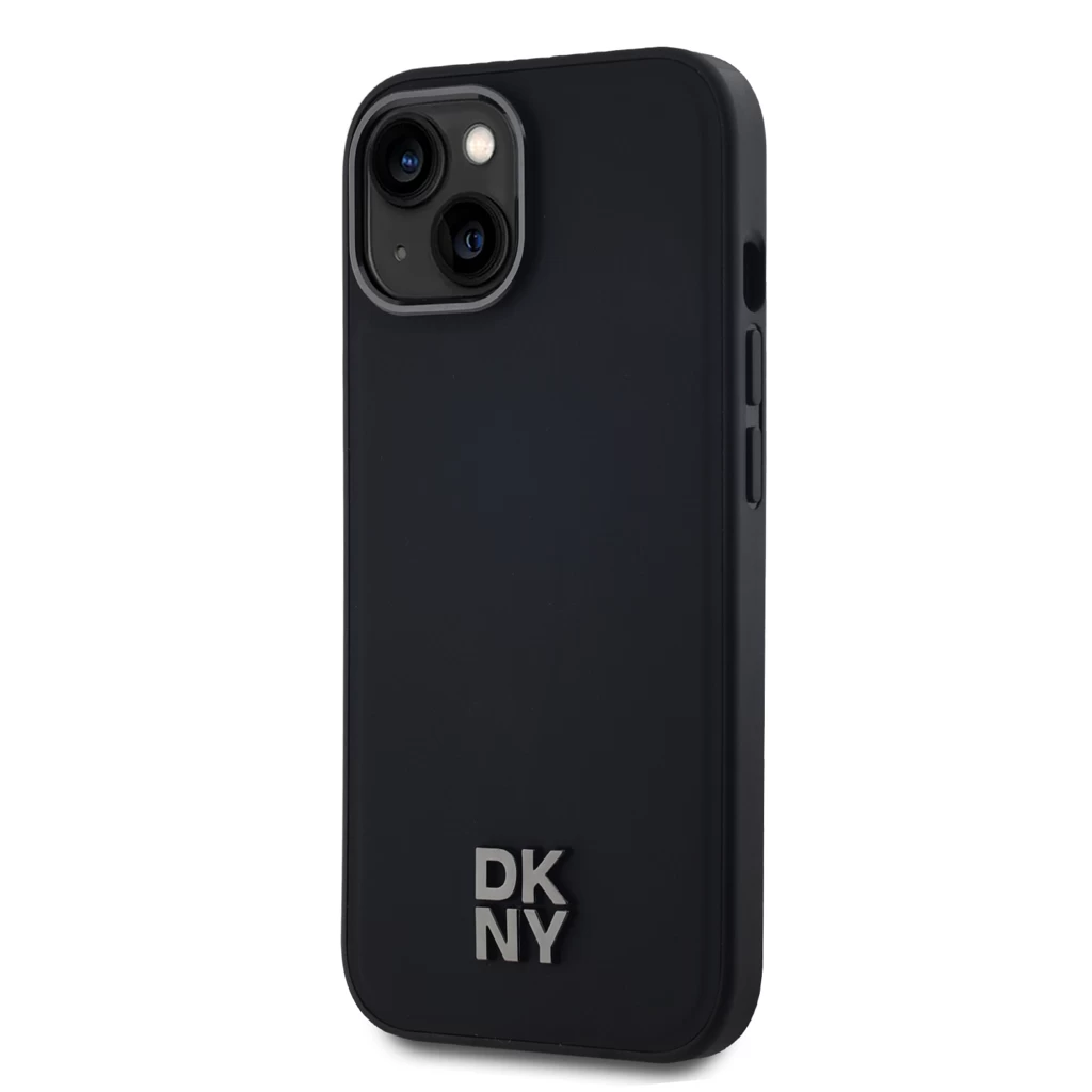 DKNY PU Leather Stack Logo Magsafe tok iPhone 15 készülékhez fekete