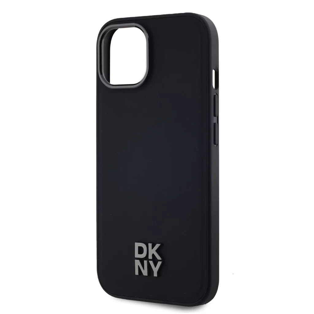 DKNY PU Leather Stack Logo Magsafe tok iPhone 15 készülékhez fekete