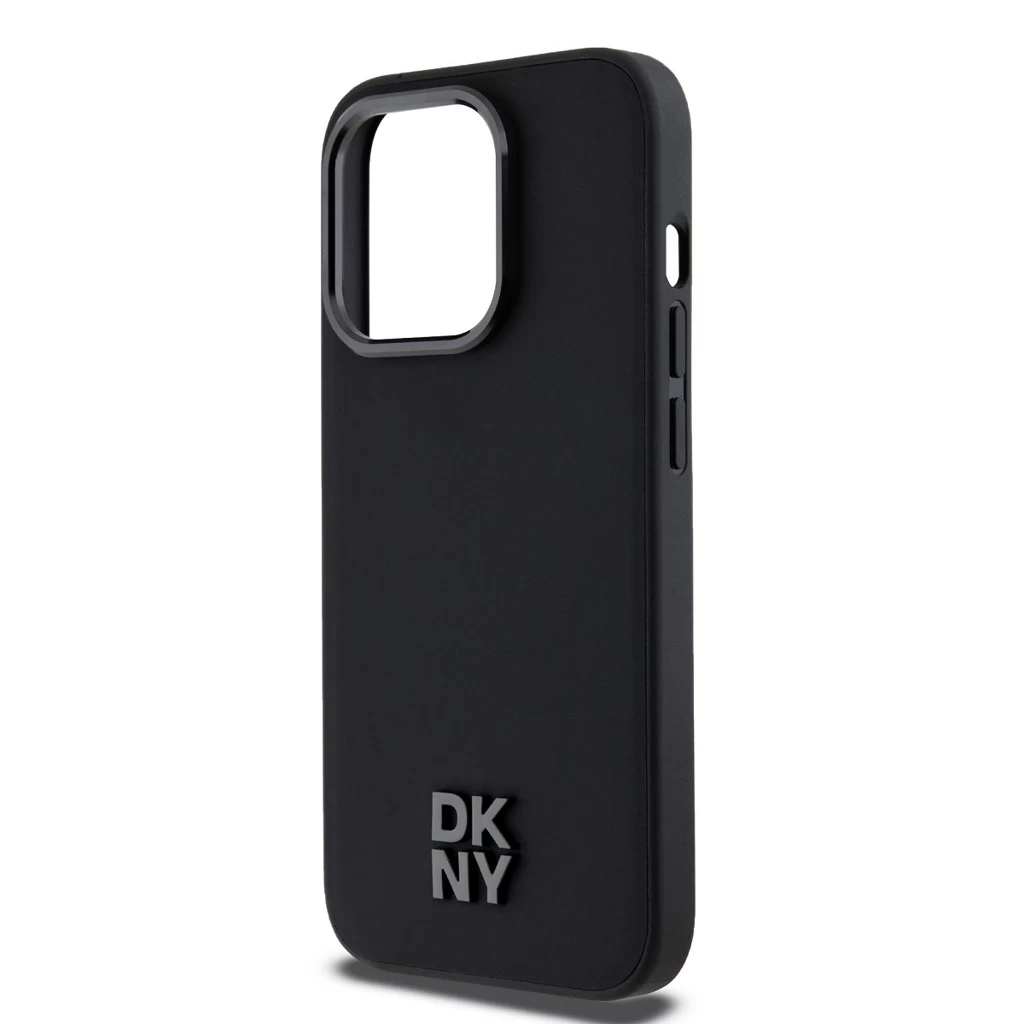 DKNY PU Leather Stack Logo Magsafe tok iPhone 15 Pro Max készülékhez fekete