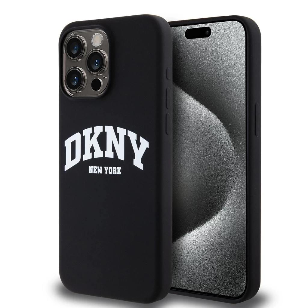 DKNY Liquid Silicone Arch Logo MagSafe tok iPhone 14 Pro készülékhez fekete