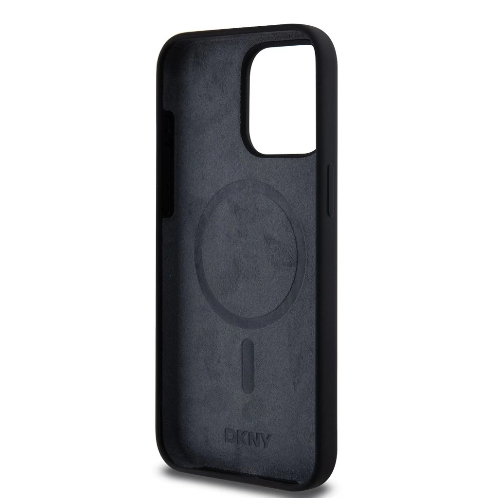 DKNY Liquid Silicone Arch Logo MagSafe tok iPhone 14 Pro Max készülékhez fekete