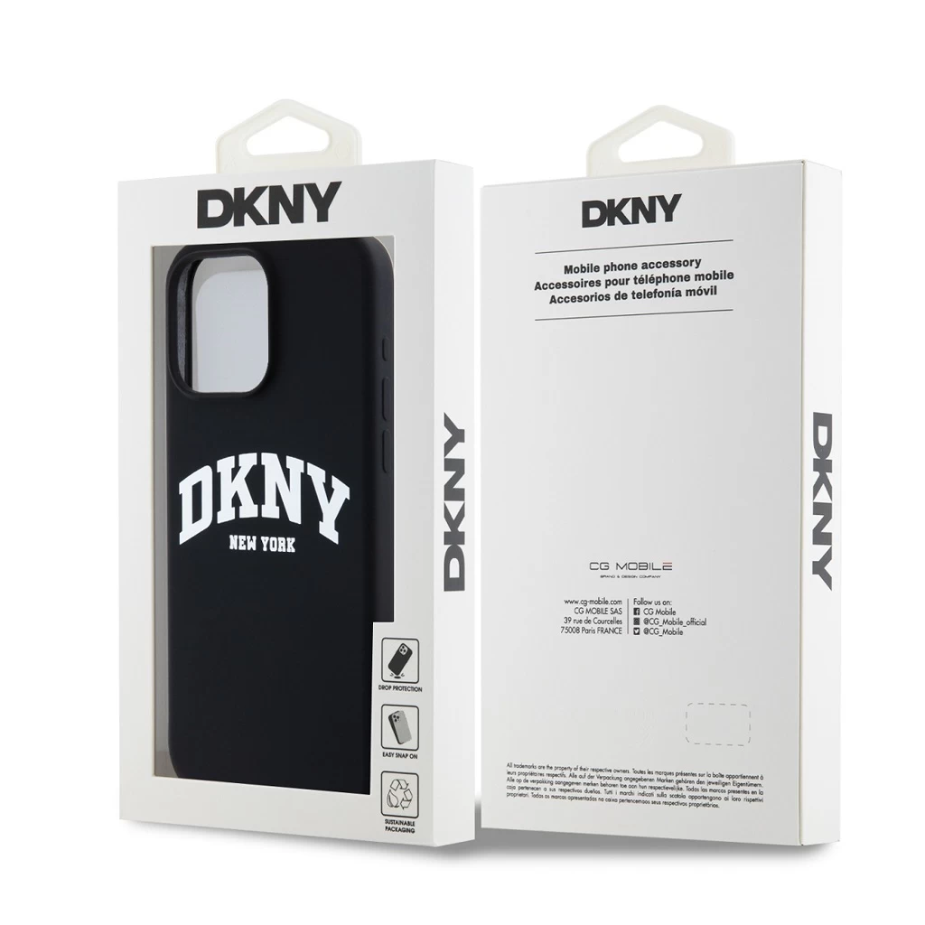 DKNY Liquid Silicone Arch Logo MagSafe tok iPhone 14 Pro Max készülékhez fekete