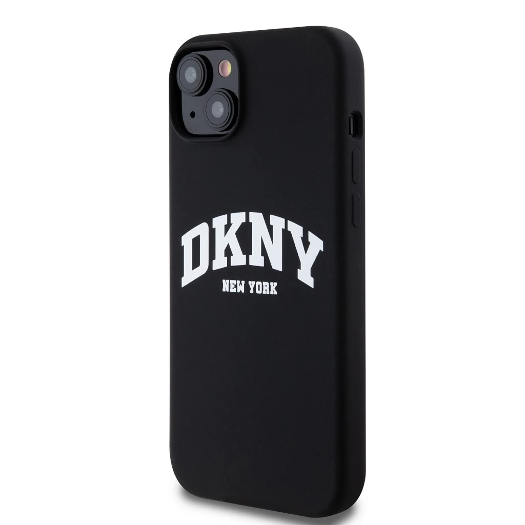 DKNY Liquid Silicone Arch Logo MagSafe tok iPhone 15 Plus készülékhez fekete
