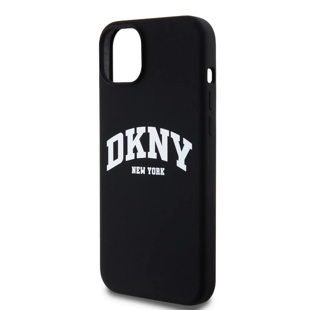 DKNY Liquid Silicone Arch Logo MagSafe tok iPhone 15 Plus készülékhez fekete