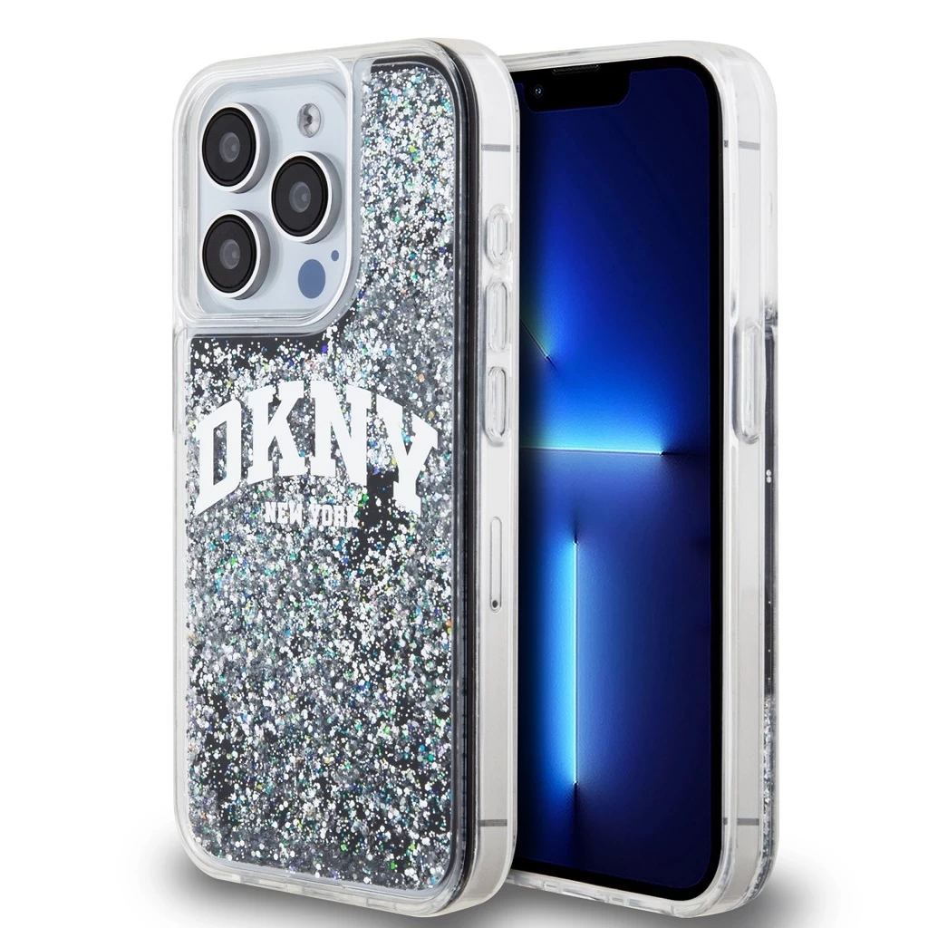 DKNY Liquid Glitter Arch Logo tok iPhone 15 Pro készülékhez fekete DKNY Liquid Glitter Arch Logo tok iPhone 15 Pro készülékhez fekete