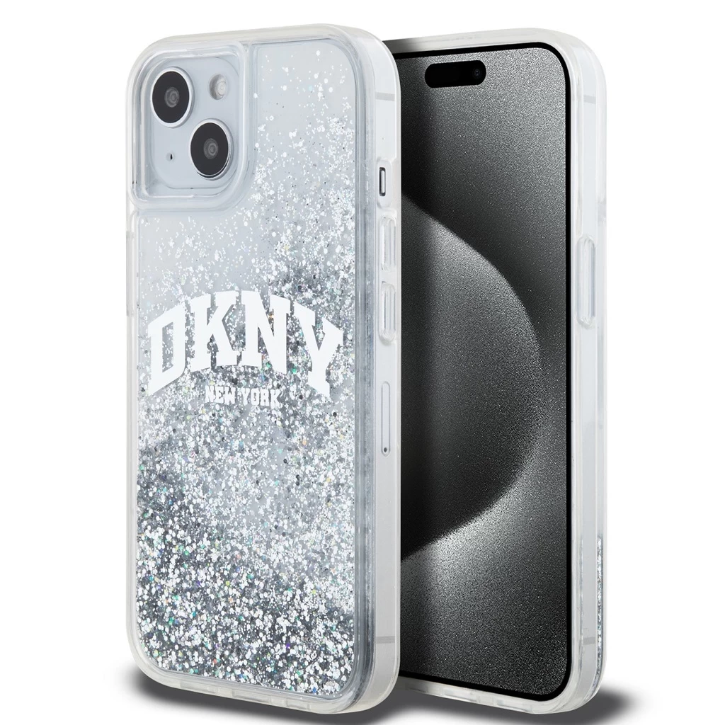 DKNY Liquid Glitter Arch Logo tok iPhone 15 készülékhez átlátszó DKNY Liquid Glitter Arch Logo tok iPhone 15 készülékhez átlátszó